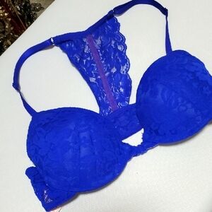 Candie's Blue Lace Underwire Bra Size 34 A